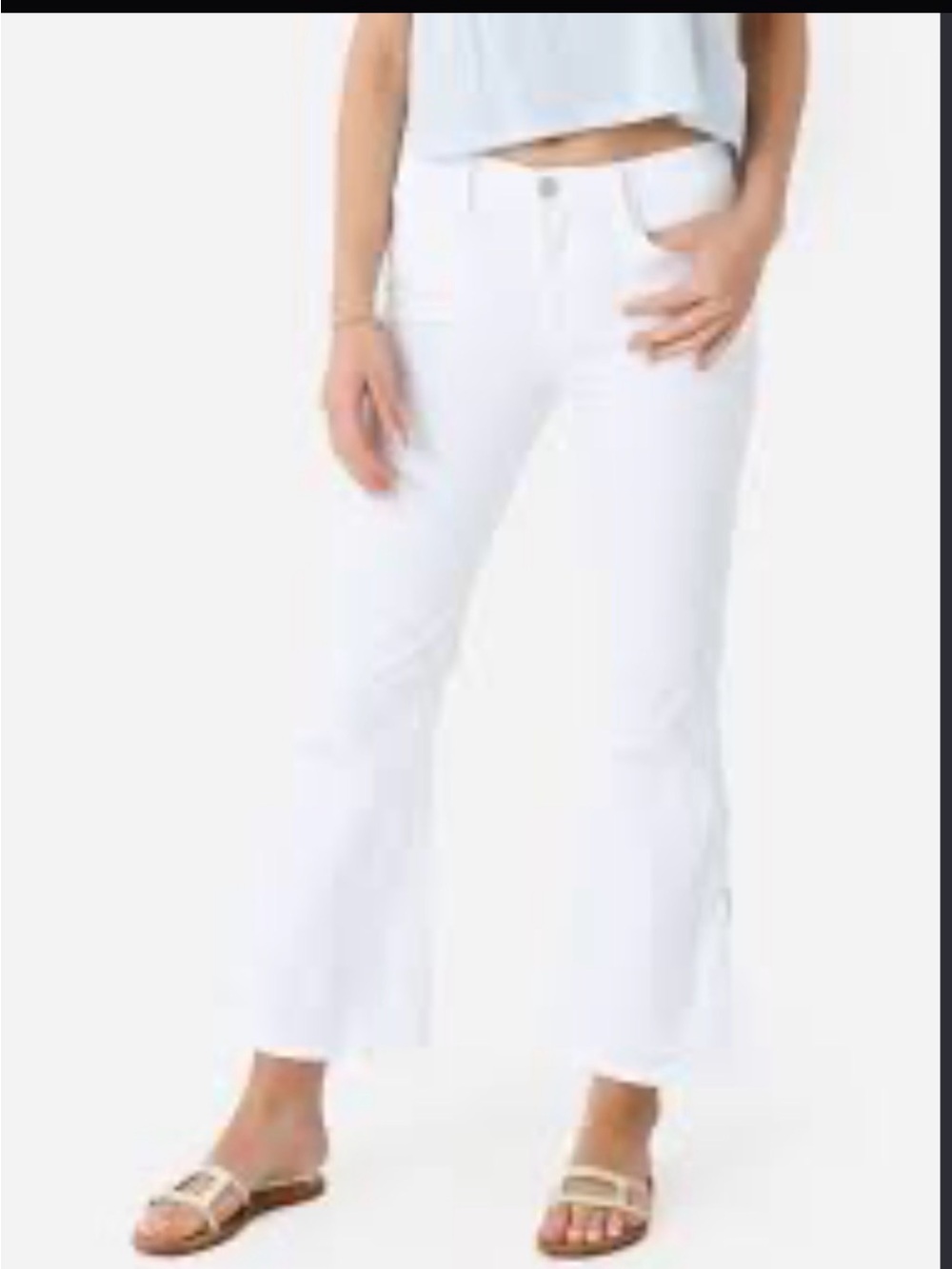 Frame Denim White Cropped Flare Jeans